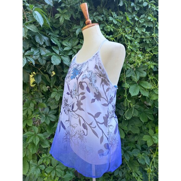 Buffalo David Bitton Surfcore Sheer Racerback Tank Top Purple floral NWT Sz M - Picture 4 of 8